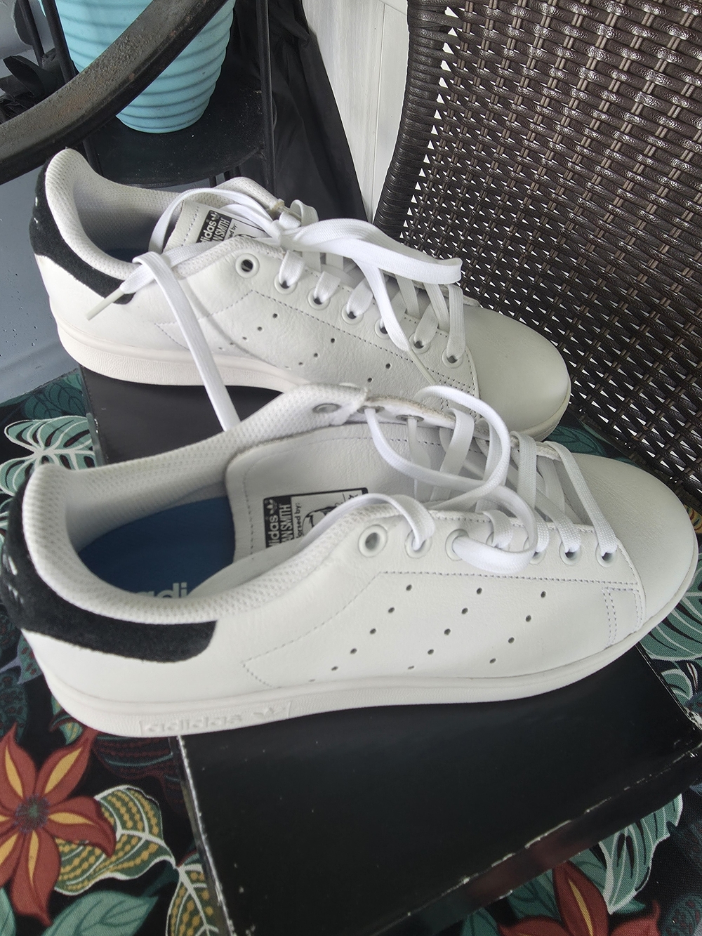 adidas White Sneakers with Black Heel Patch